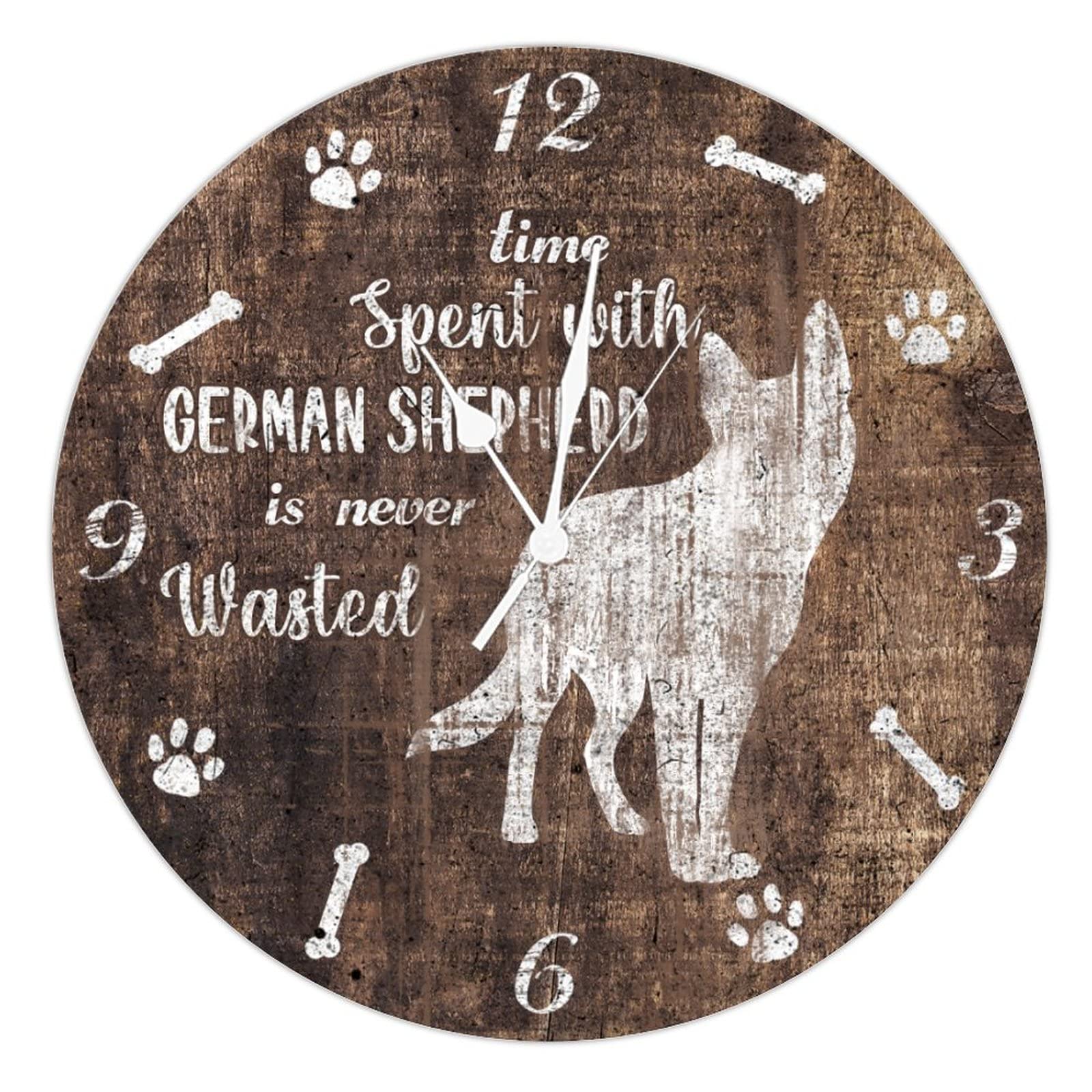 Horloge en bois avec chien personnalisé de 38 cm pour la déco