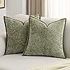 Light Green Daisy Flower Chenille Pillow Cover - Customizable Cushion Cover, Handmade To Your Size & Style (Country Farm Theme)