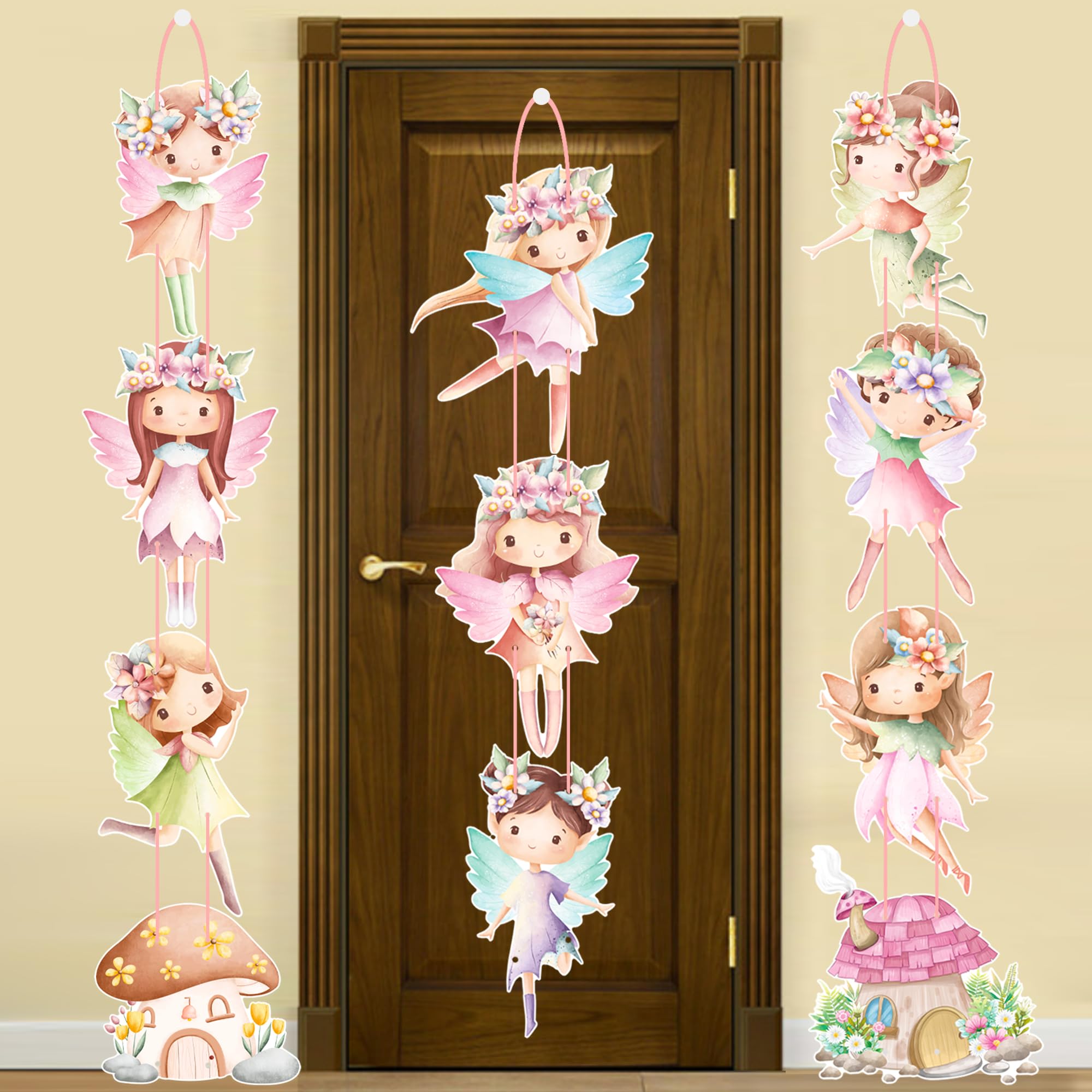 umoni Fairy Party Decorations Fairy Party Welcome Door Sign Fairy Birthday Banner Fairy Garden Party Decorations Fairies Cutout for Floral Fairy First Baby Shower Supplies