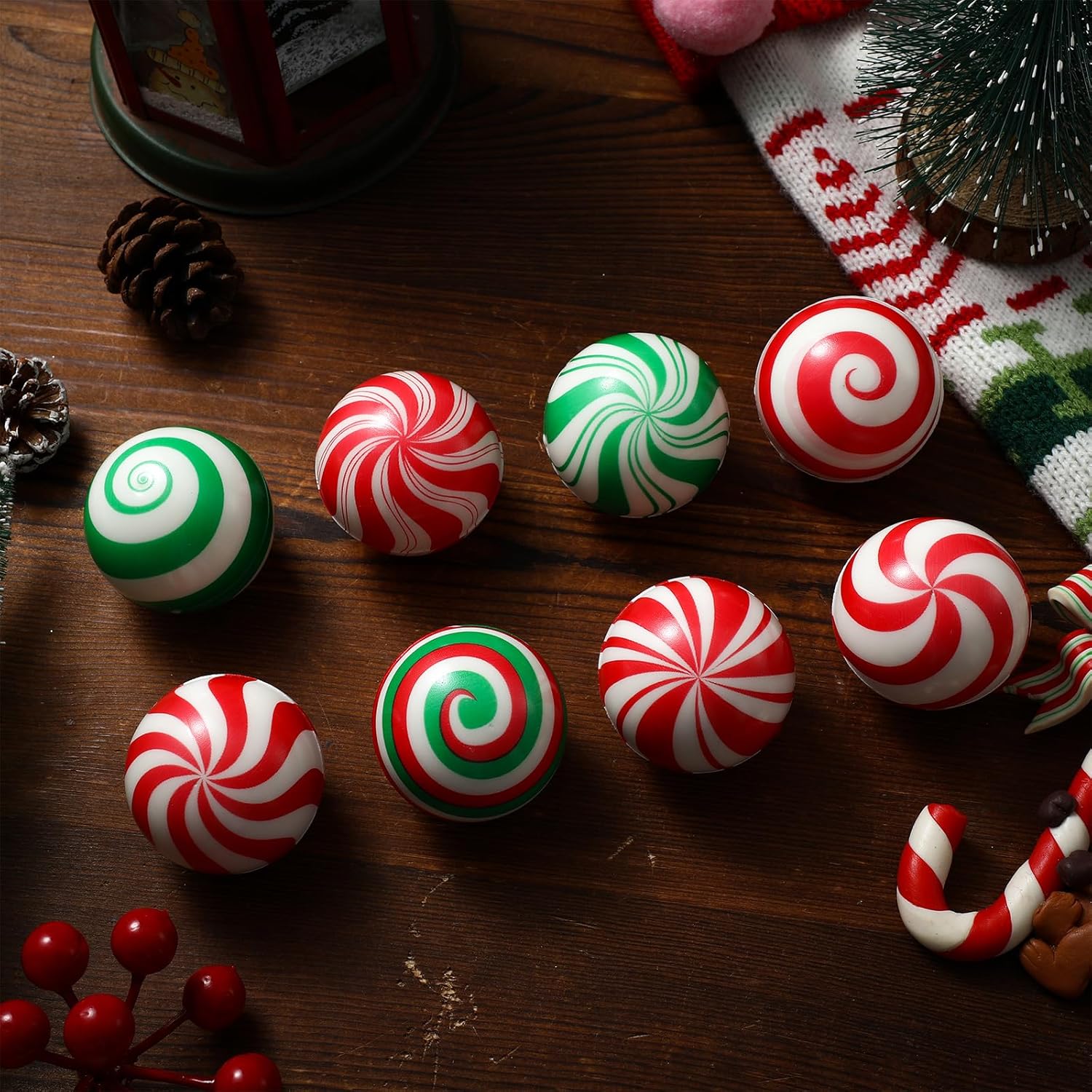 Suhine 72 Pcs Christmas Stress Ball Bulk 1.8 Inch Christmas Green Monster Stress Relief Toys Relief Funny Balls for Party Favors Stocking Stuffers Gifts Goodie Bag Fillers(Candy Style) - Image 5