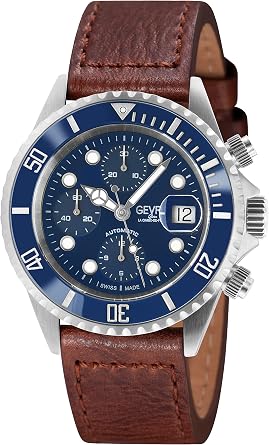 Gevril Mens Wall Street Stainless Steel Watch with Genuine Italian Leather Strap
