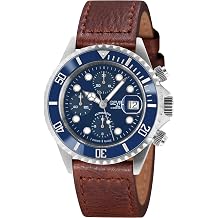 Gevril Mens Wall Street Stainless Steel Watch, Genuine Italian Leather Strap