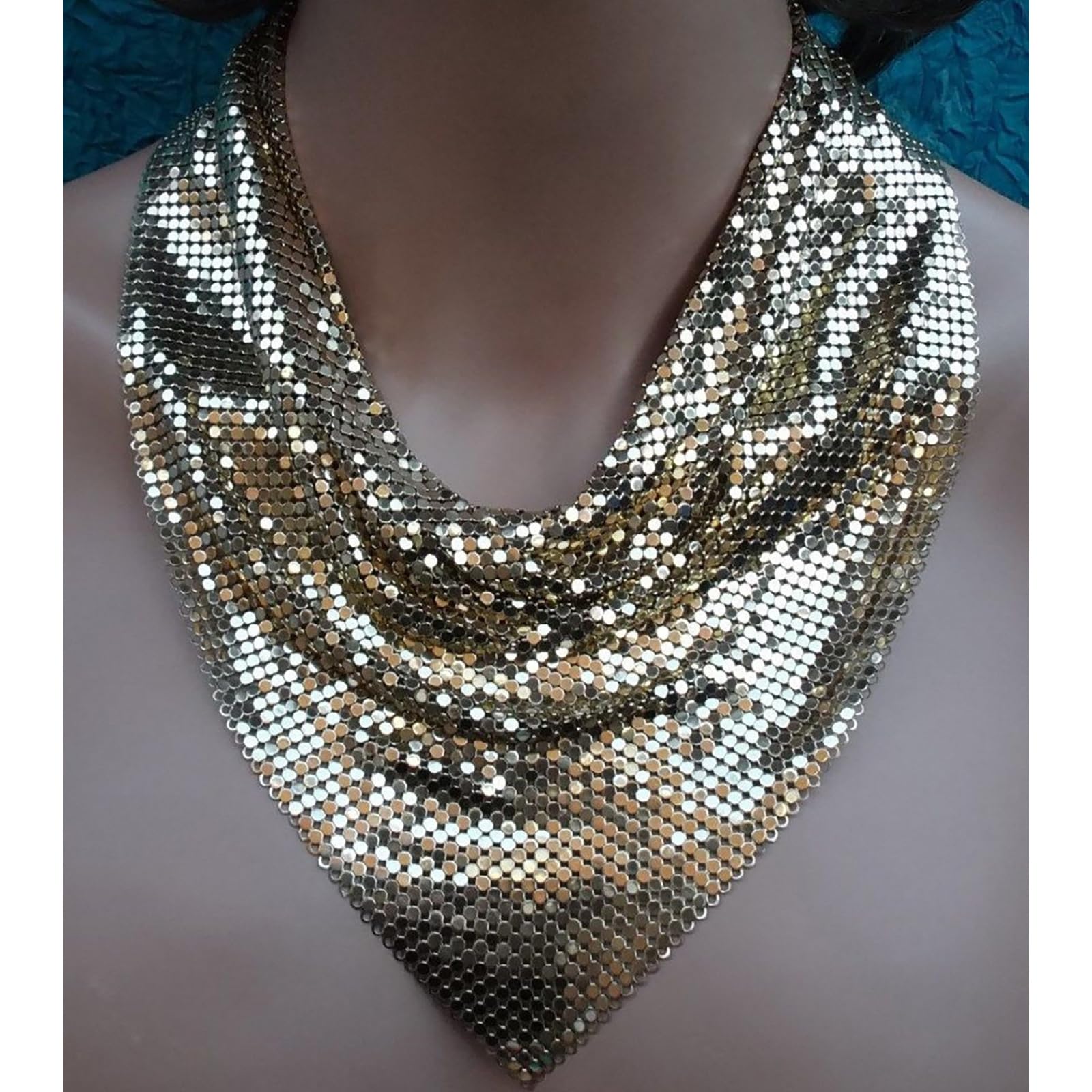Pañuelo brillante para fiesta, punk, metálico, bufanda para el cuello para mujer, corbata de cuello a la moda, club, fiesta, disfraz