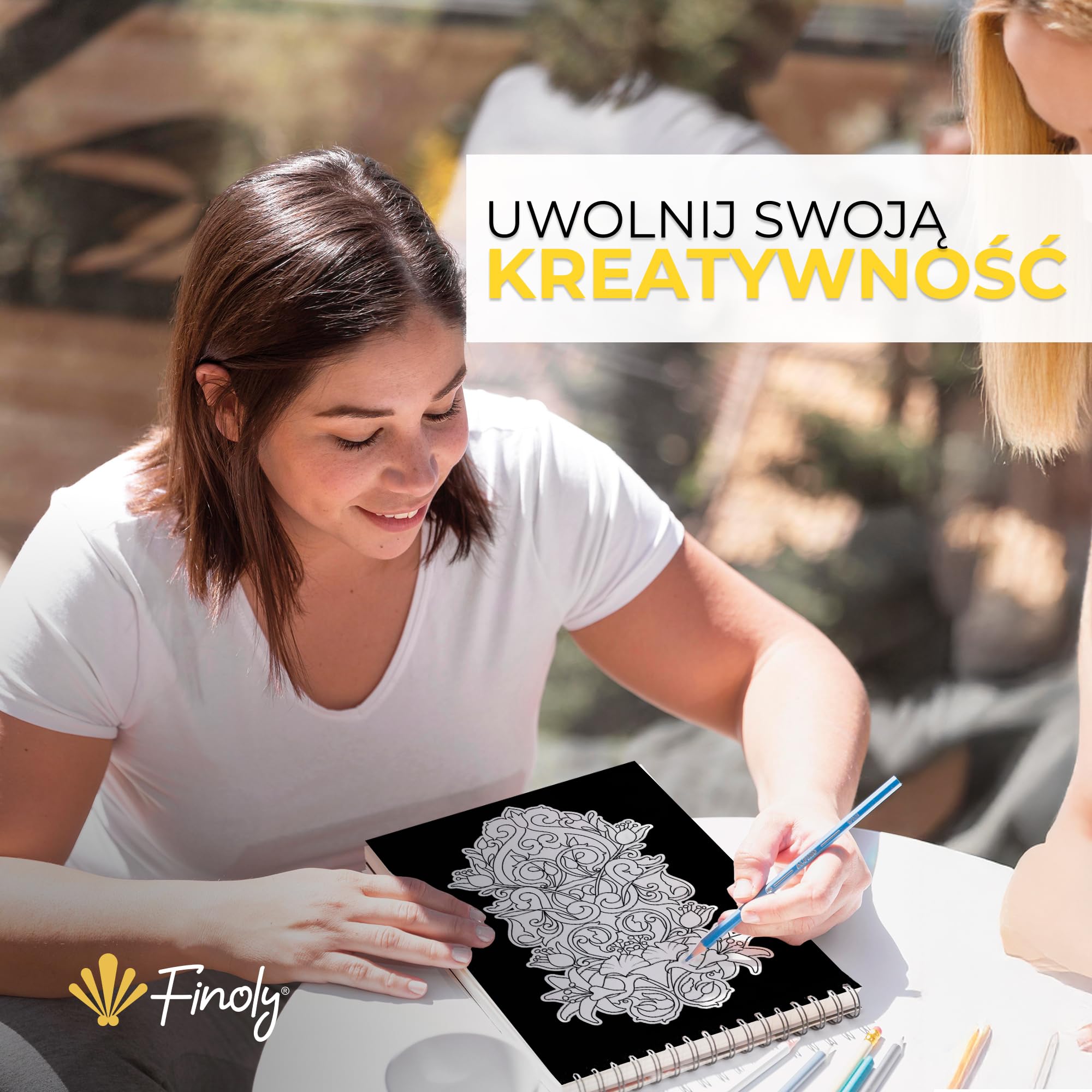 Finoly Kolorowanka dla Dorosłych Kwiaty A4 Redukcja Stresu | Kolorowanki dla Dorosłych Początkujących i Zaawansowanych | Zeszyt do Kolorowania Mindfulness Antystresowy, Gruby Papier (Noc)
