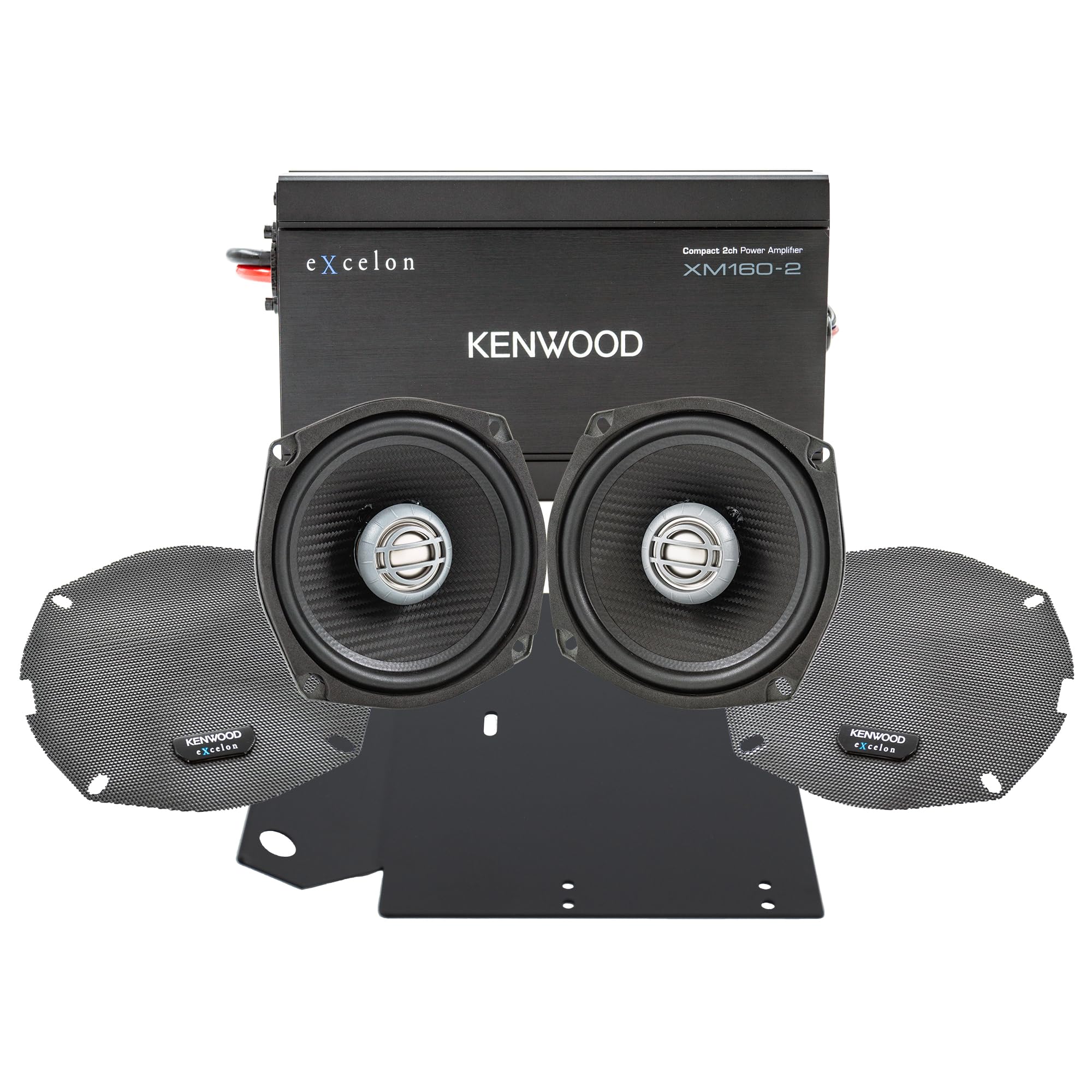 KENWOOD Excelon Motorsports P-HD1FRG-98 Road Glide Front Amplifier Package for 1998-2013 Motorcyle Models
