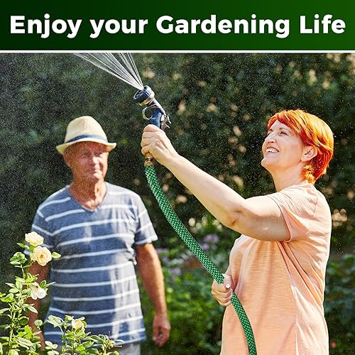 Miniatura 6 de Manguera de jardín mejorada de 50 pies, manguera no expandible, manguera de agua flexible resistente a las torceduras con tela de alta densidad,