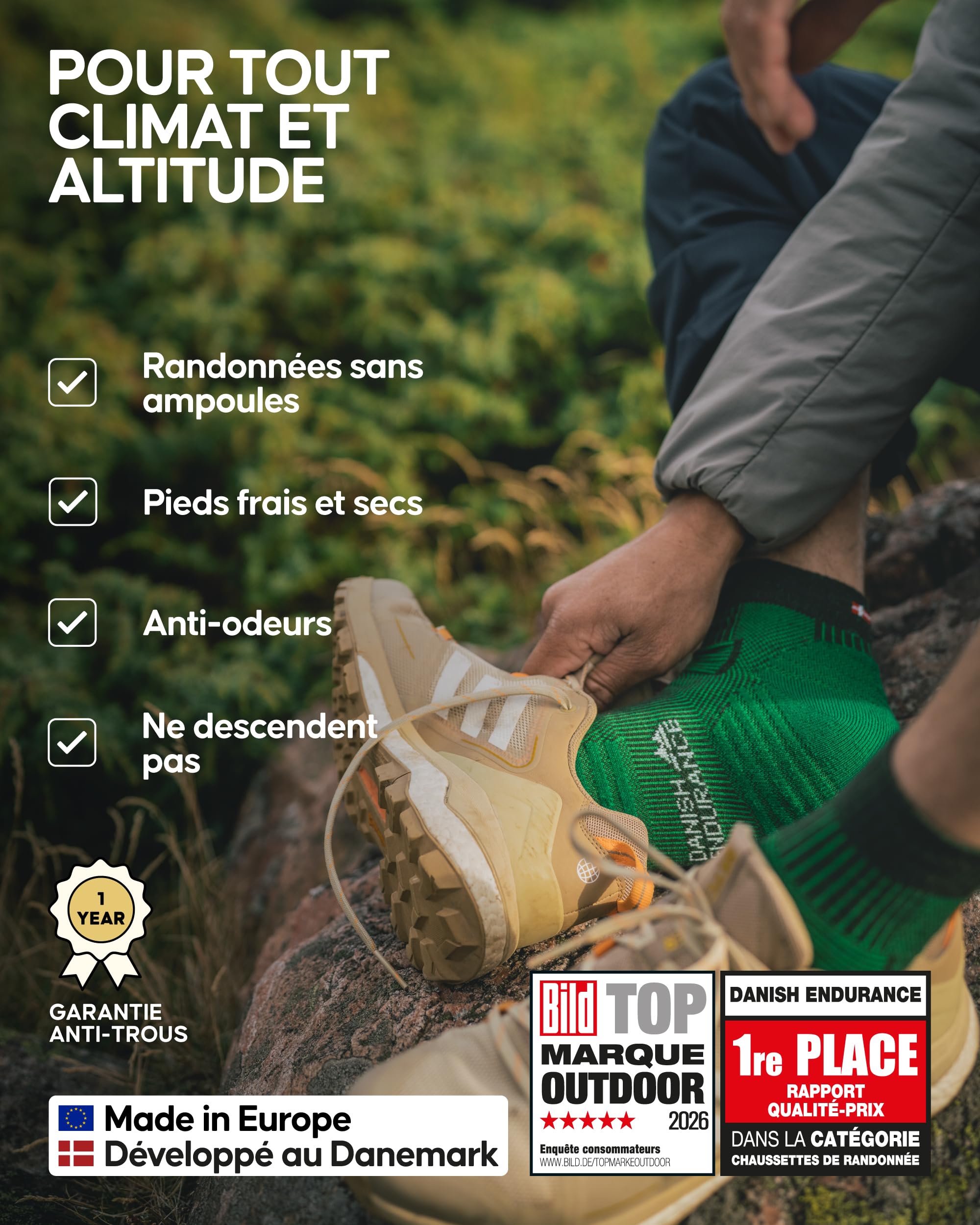 DANISH ENDURANCE Chaussettes de Randonnée, Lot de 3, Gris, 43-47 | Coffret Cadeau de Chaussettes en Laine Mérinos, Thermiques et Anti-Ampoules en Plusieurs Longueurs, Unisexe