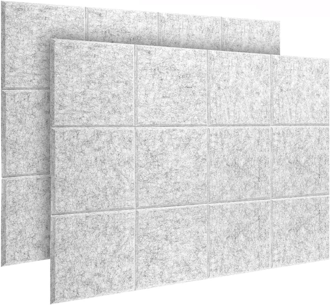 DEKIRU 24 Pack Acoustic Panels Sound Proof foam panels, 12 X 12 X 0.4 Beveled Edge Tiles, Soundproofing Panels Sound Absorbing Panel Sound Dempending Padding for Wall and Ceiling (Grey)