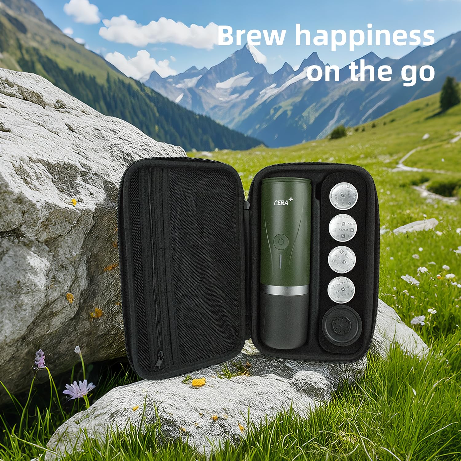 CERA+ Sac de Transport pour cafetière électrique Portable, étanche et Robuste, en EVA, avec Ceinture de Maintien, idéal pour Les Voyages, Le Bureau et Le Camping