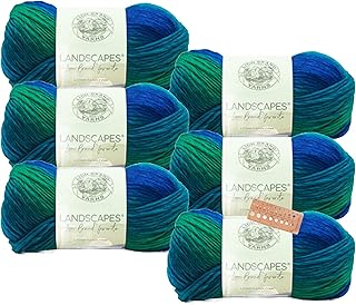 Lion Brand Yarn - Landscapes - 6 Pack with Needle Gauge (Blue Lagoon) - Buy now