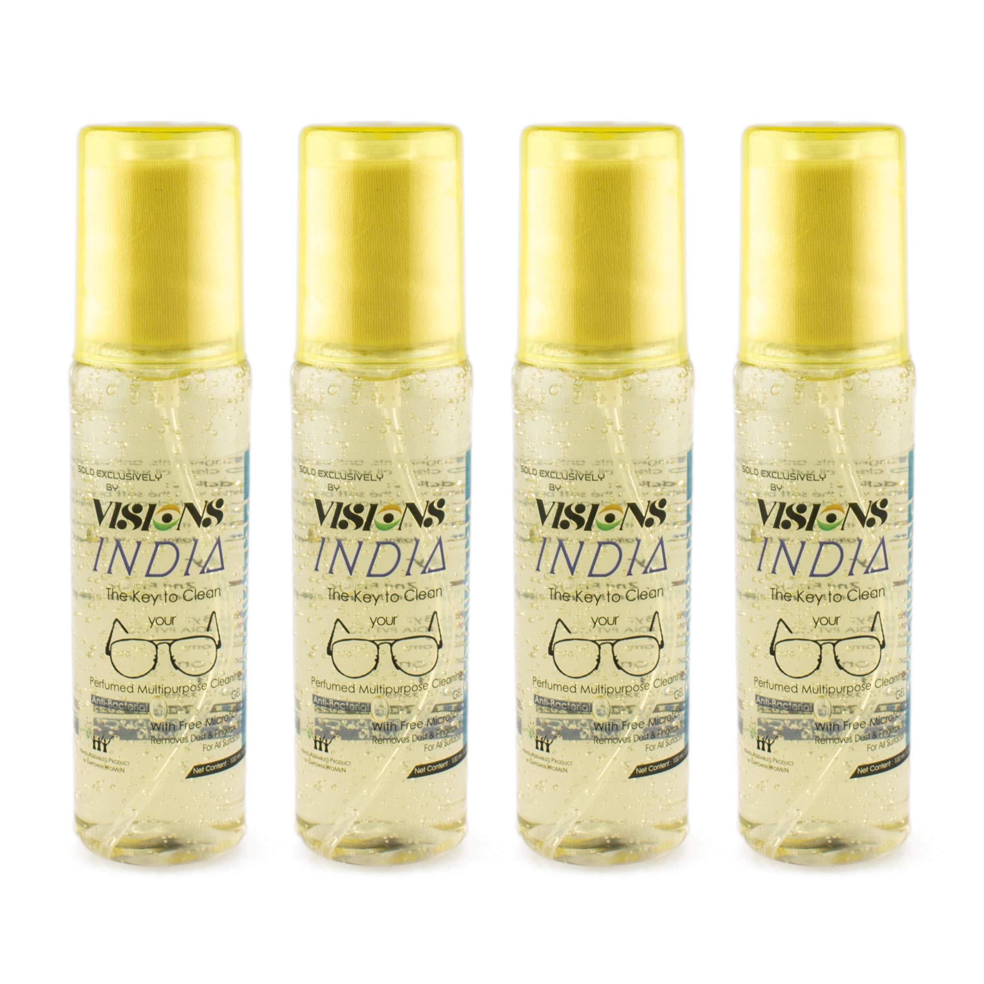 AUGEN by VisionsIndia Premium Spectacles, Sunglasses, Laptop, PC, Camera Lens Cleaning Solution Spray Kit with Premium Microfiber Cloth (Lemon Grass, 240ML)