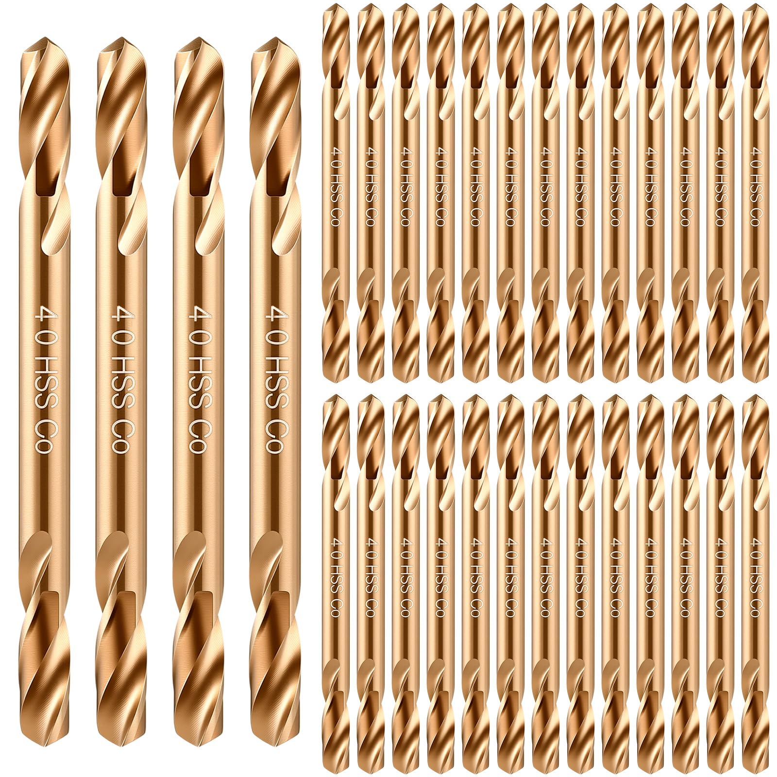 Lounsweer 30 Pcs Cobalt Drill Bits Bulk Hss M35 Metal Double End, 5/32 Inch