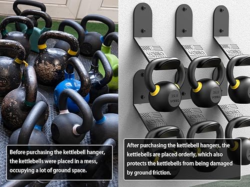 Miniatura 6 de veimia Kettle Bell Wall Rack, Wall Mounted Kettle Bell Storage Hanger, Gym Storage Mount for many Size Kettlebell, Kettlebell Rack with rubber mat