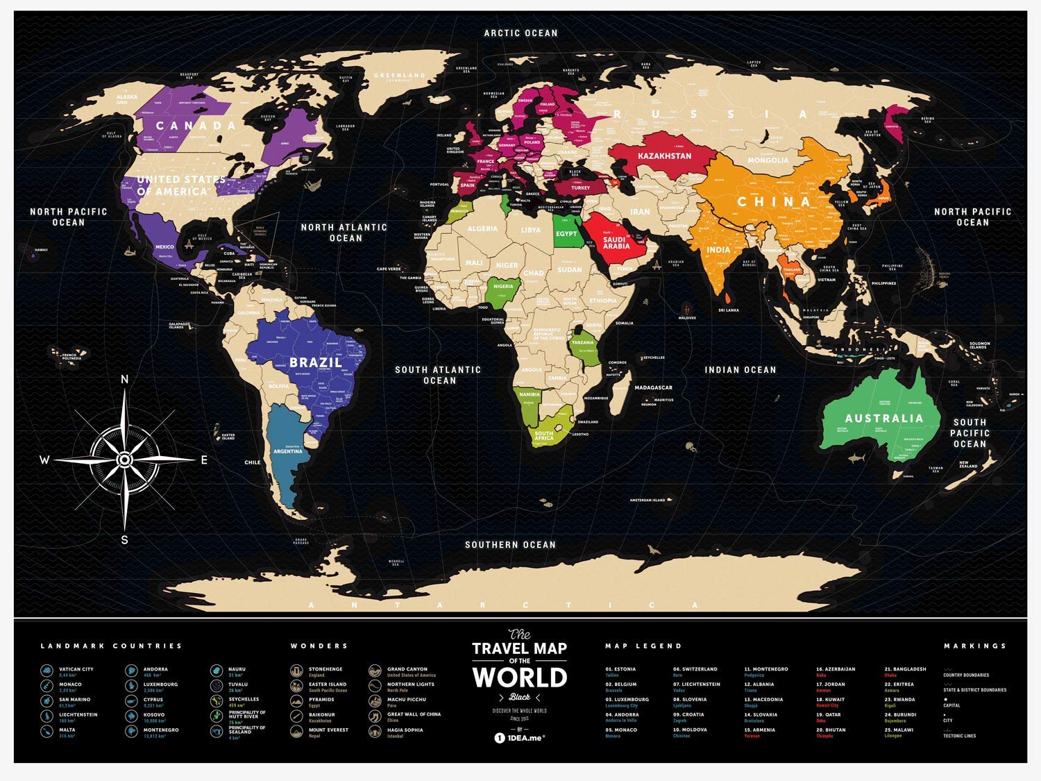 Amazon.co.jp: Travel Map World (Black) トラベルマップ ワールド