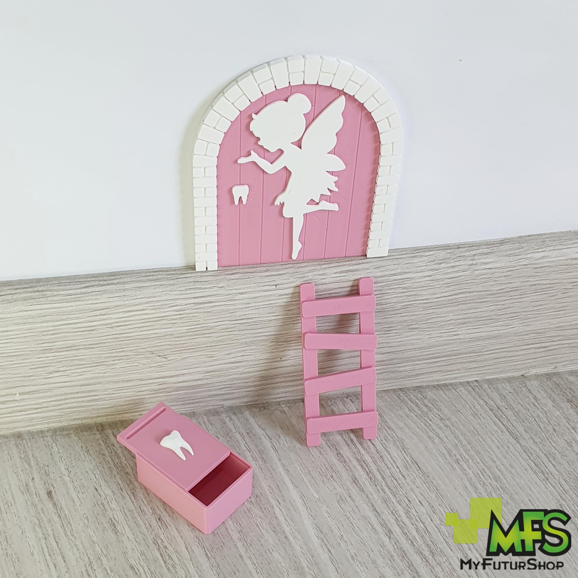 Myfuturshop Tooth Fairy Magic Door, Tooth Box, Ladder and 4 Clean Tooth Certificates, French Version - Image 2