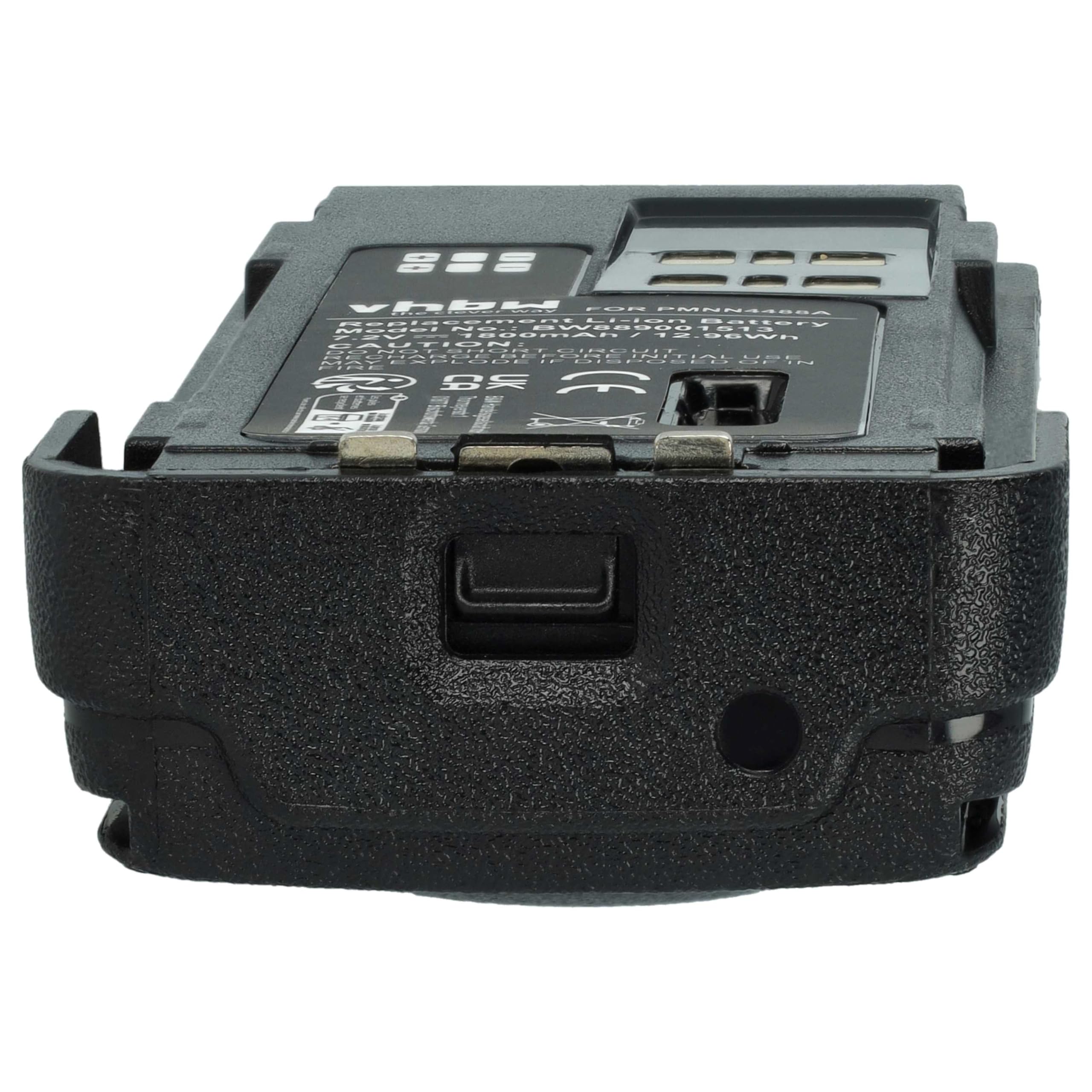 vhbw batteria compatibile con Motorola DP2400e, DP2000, DP2600E, DP2600, DP2400 radio (1800mAh, 7,4V, Li-Ion) + clip