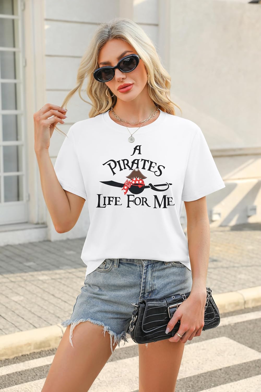 Cruise Shirts Pirate Costume Women a Pirate Life for Me Graphic Tee Family Cruise Shirt Causal Short Sleeve Tops - Image 4