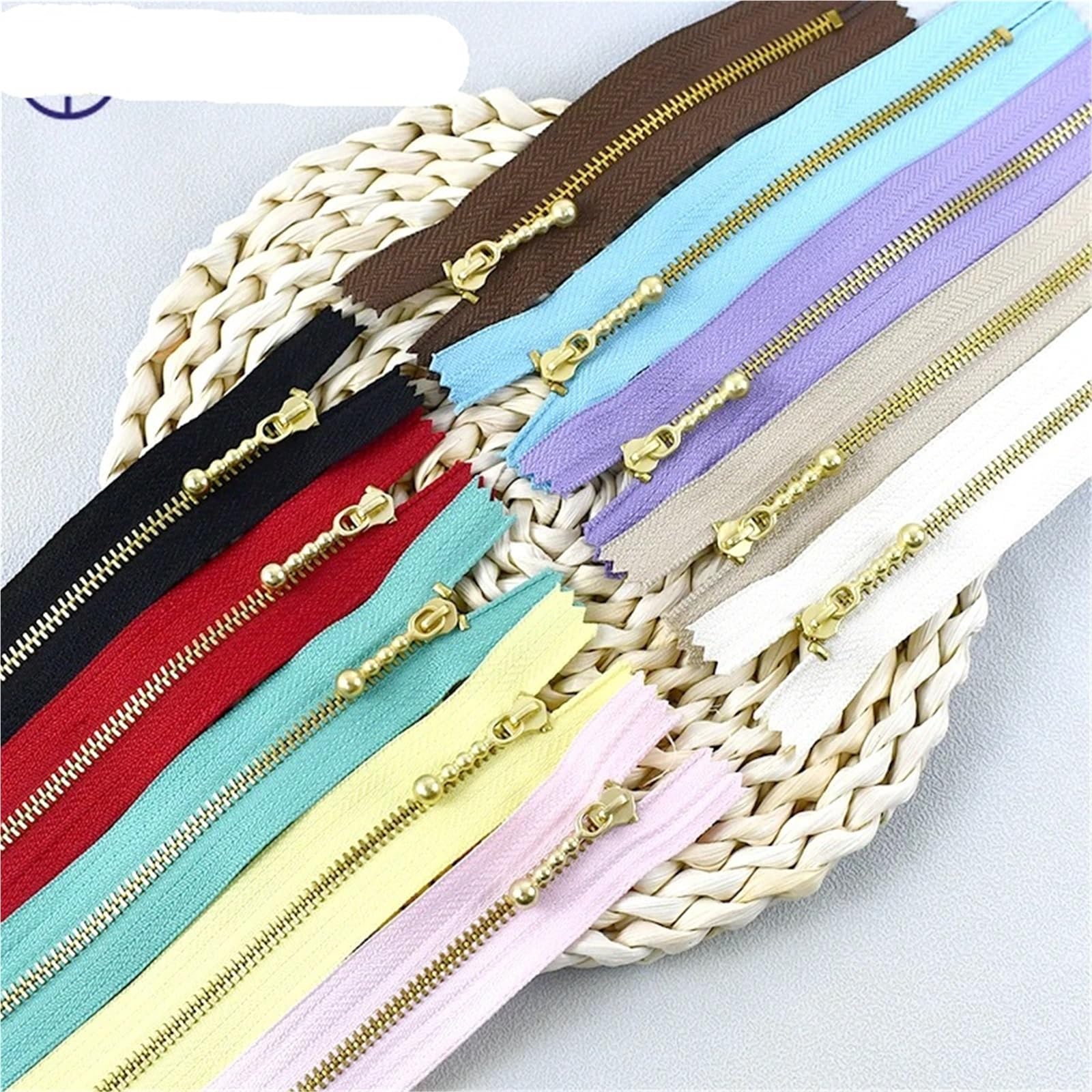 Cremallera de Metal for chaqueta, cremalleras con bloqueo automático, bolsillo reparación, cierre cremallera, Kit costura repuesto, 10/20 piezas, 12-40cm, 3#(WhiteGold,20cm-20Pcs)