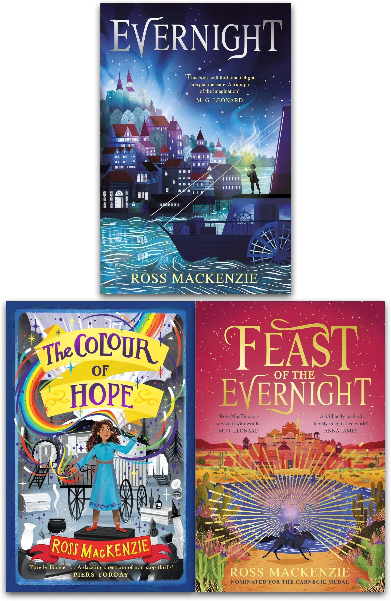 Ross MacKenzie 3 Books Collection Set (Evernight, Feast of the Evernight, The Colour of Hope)