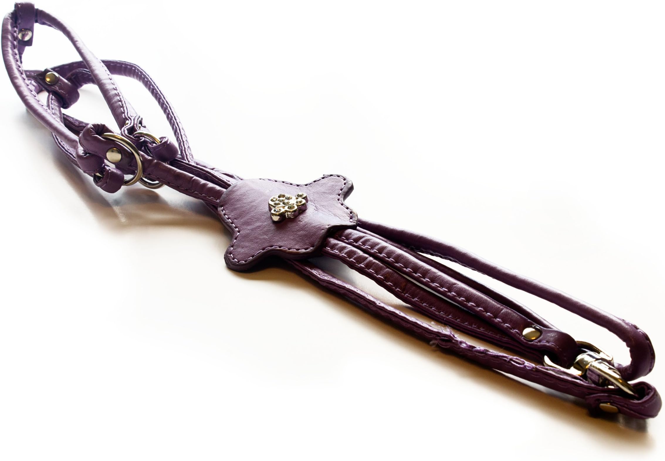 Bow-Wow Bling SSG-003MPP Step Slide and Go Series Leash and Harness, Medium, Purple