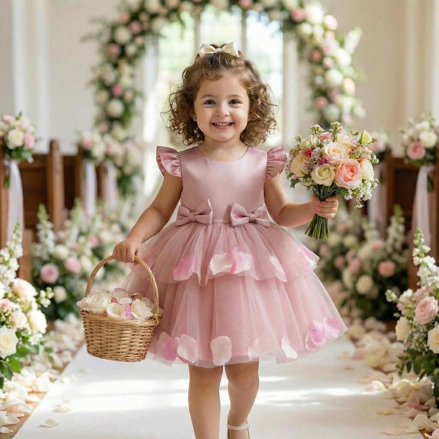 Toddler Baby Flower Girl Dress Princess Birthday Party Tulle Tutu Pageant Formal Dresses for Toddler Wedding Guest