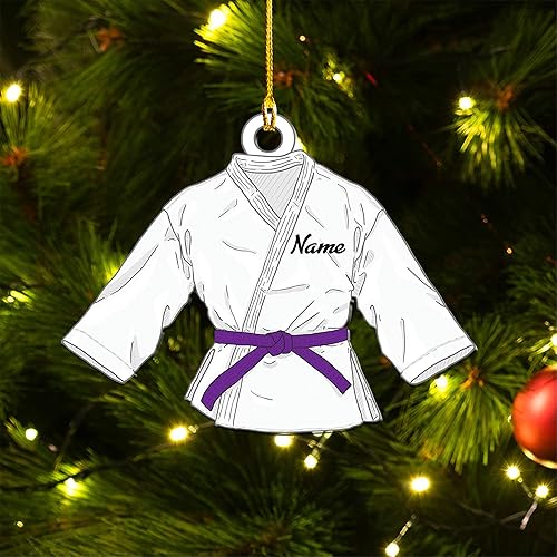 Miniatura 5 de Adornos de karate con nombre personalizado para árbol de Navidad, adorno de Navidad de plástico de madera personalizado para Navidad 2023, regalo de