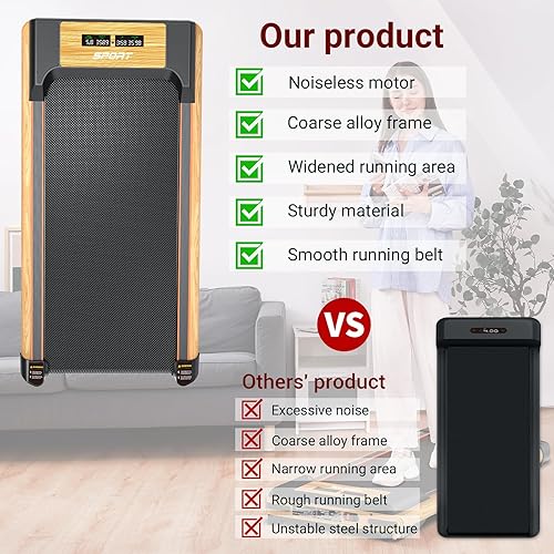 Miniatura 9 de FUNRAY Walking Pad with Incline, Under Desk Treadmill - Grain of Wood Walking Jogging Machine for Home and Office, 265lbs Max Weight Capacity