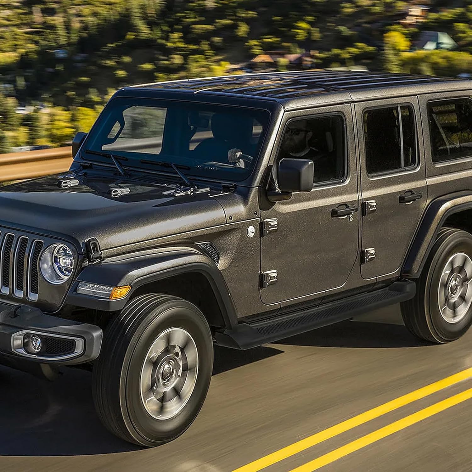 Running Boards Fit for Jeep Wrangler JL and Unlimited 4 Door 2018 2019 2020 2021 2022 2023 2024 2025, Non-Slip Design Side Steps, 6.9" Textured Black Step Bars