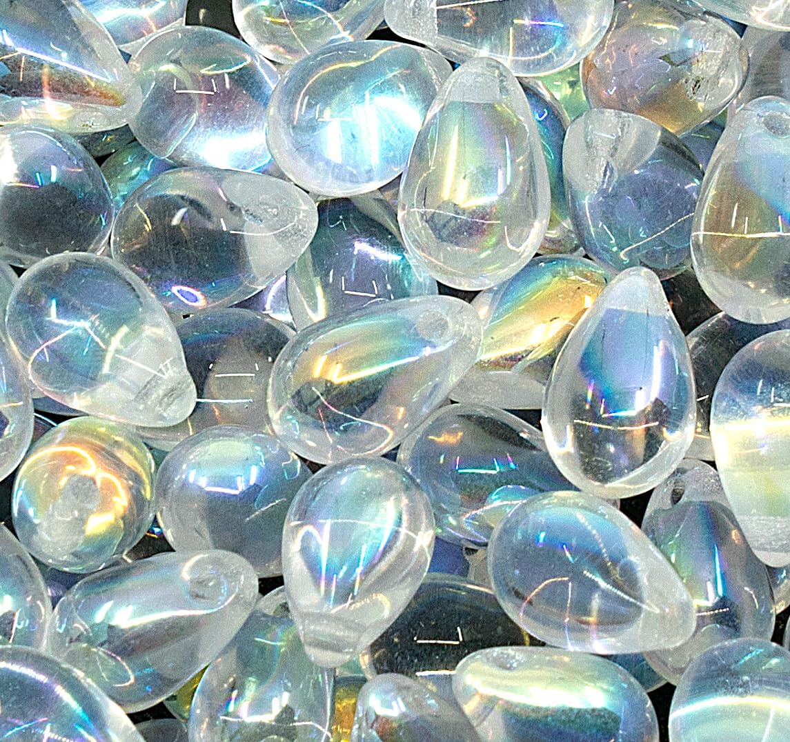 Czech 50-Piece Glass Beads, 6x9mm, Teardrop Transparent Crystal Clear AB - Image 5