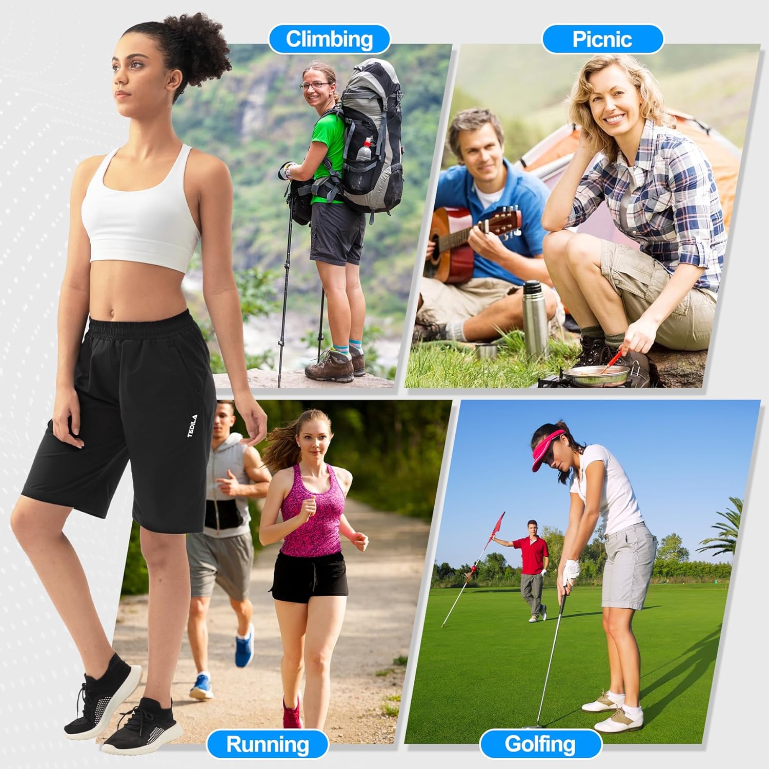 Women's Hiking Cargo Shorts Lightweight Quick Dry Athletic Shorts for Camping Travel Golf with Zipper Pockets - Image 5