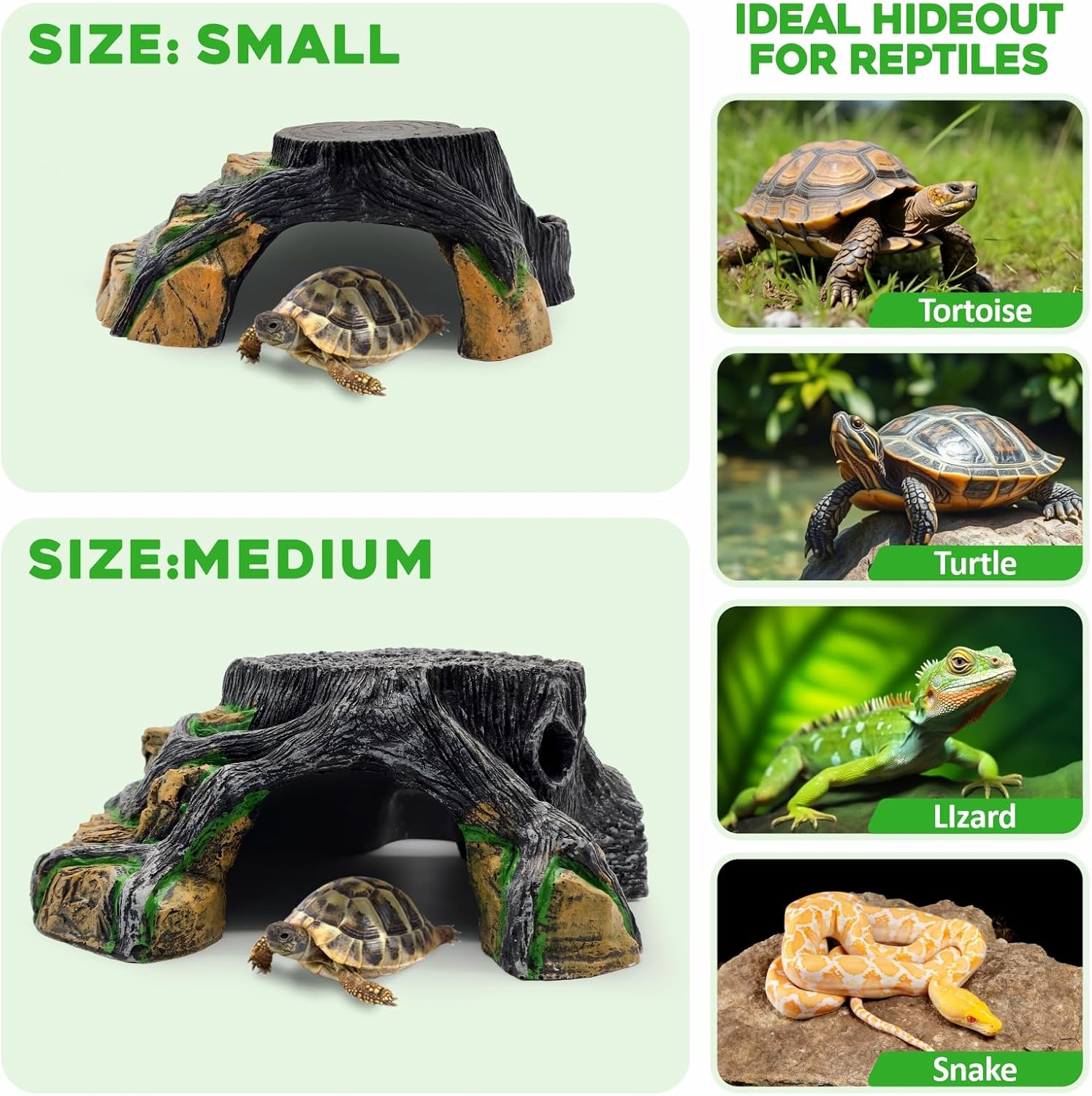 GOZILLA Reptile Cave for Terrarium,Reptile Humid Hide Basking Platform,Resin Root Decor for Frog,Bearded Dragon and Leopard Gecko.(Root-M)