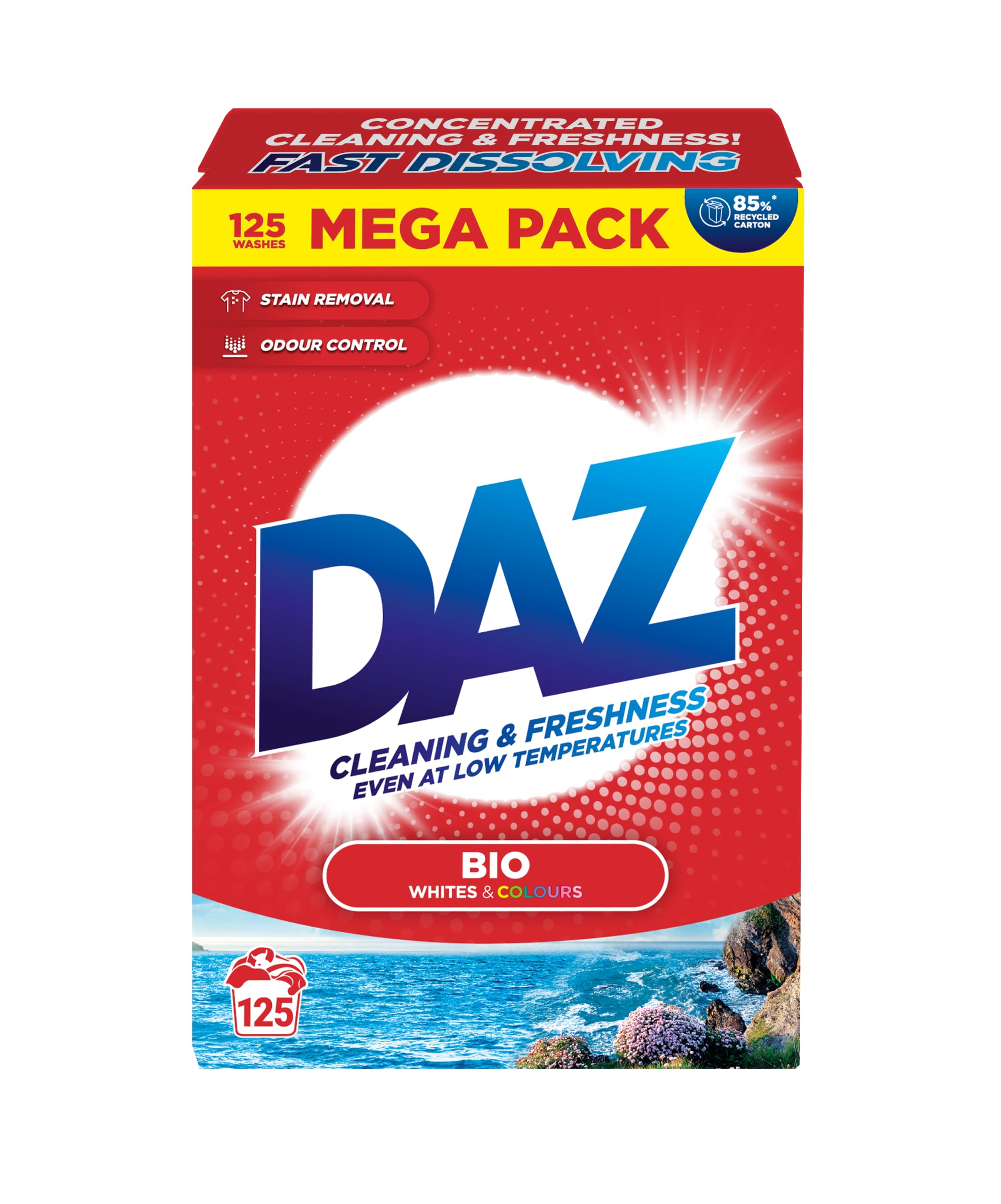 Daz Washing Powder 125 Washes, Family Pack Laundry Detergent