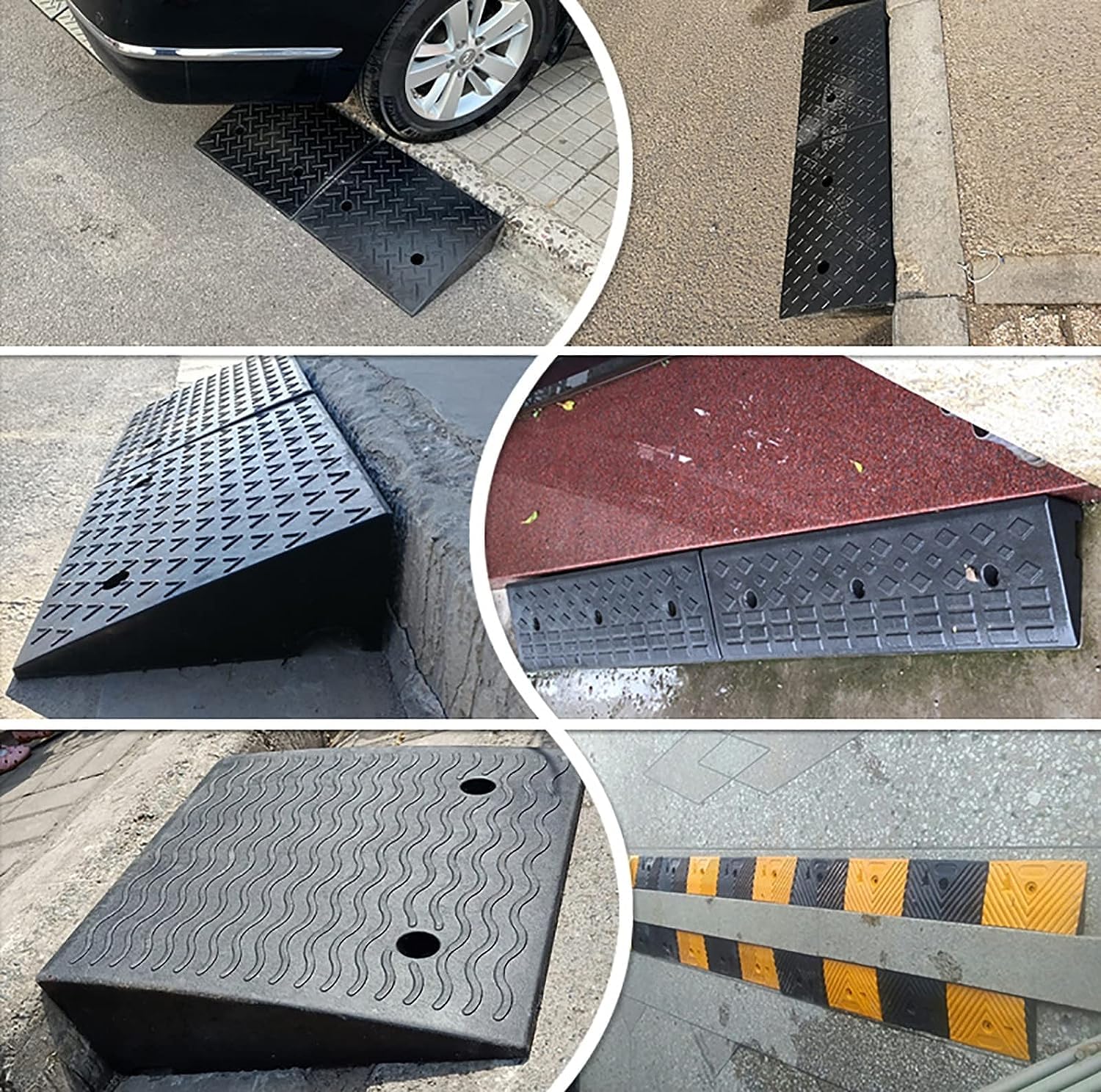 Gumowa rampa progowa, rampa progowa, rampa wózka inwalidzka do drzwi wejściowych na podjazd, Wejście RAMP progowych domowych, nie poślizgowa gumowa rampa przejściowa progowa,50 * 100 * 15cm