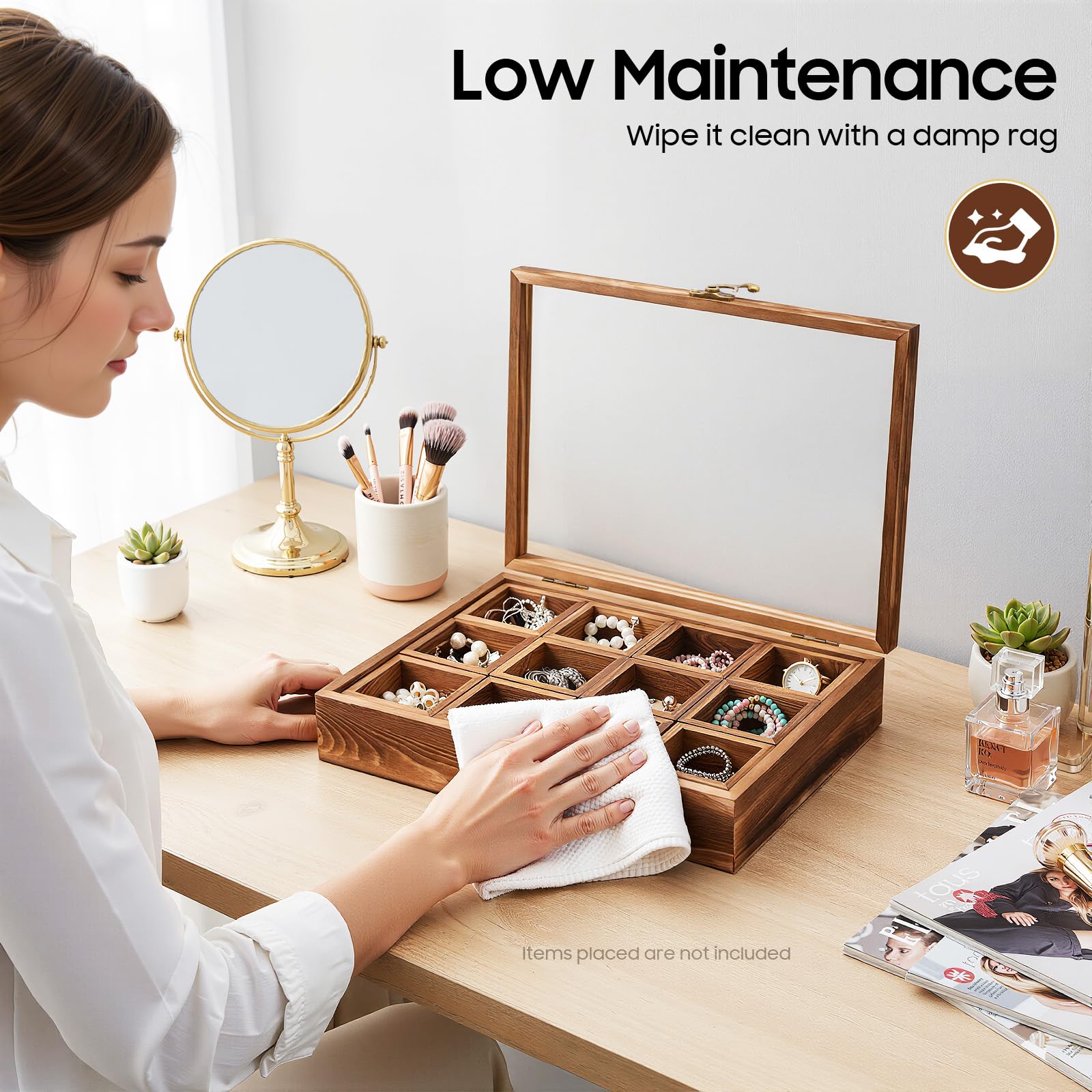 Wooden Spice Box with 12 Compartments Seasoning Box with Wooden Spoon and Safety Latch Spice Jars Kitchen for Storing Kitchen, Living Room, Restaurant, Tea Room
