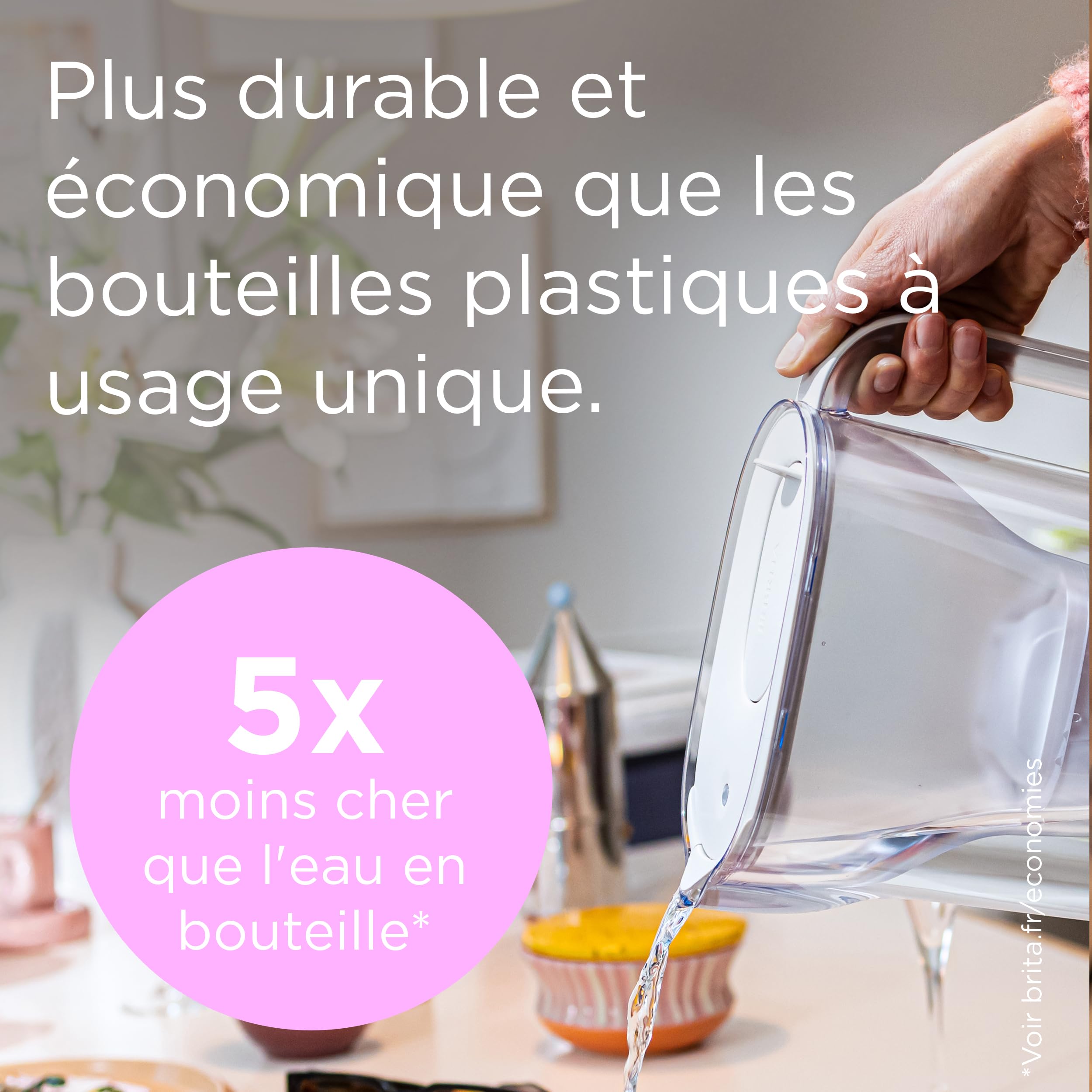 BRITA Carafe filtrante Style Essential blanche (2,4L) avec 1x MAXTRA PRO PURE PERFORMANCE - Indicateur Smart Light, tient dans la porte du frigo, réduit* des impuretés, certains métaux & plus