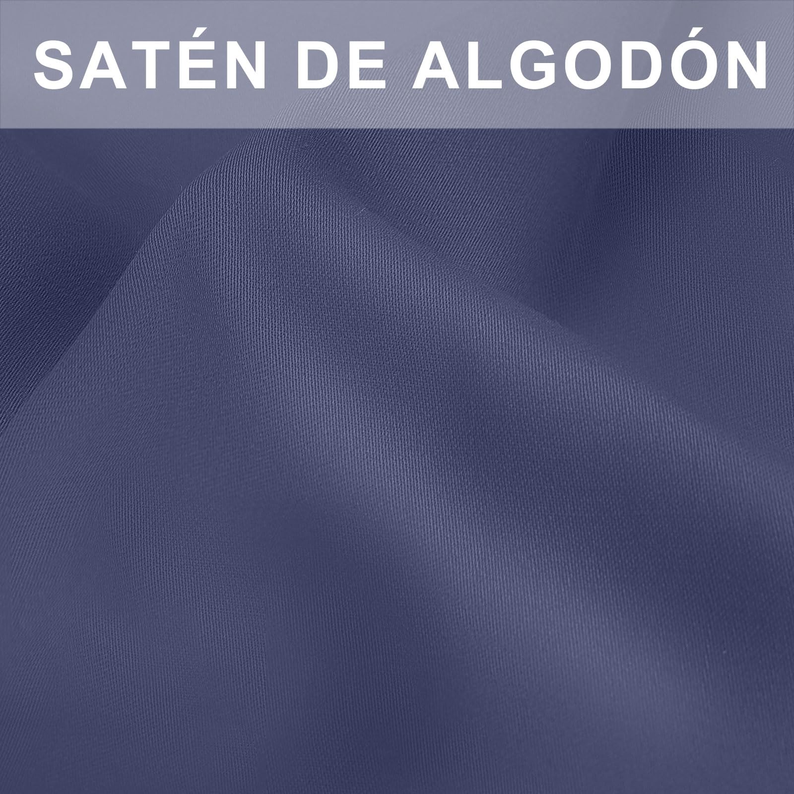 Lirex 2 Fundas de Almohada 40 x 60 cm, 100% Algodón Satén, Transpirable y Suave para un Descanso de Calidad, Certificado Oeko-Tex, con Cierre de sobre, Azul Marino