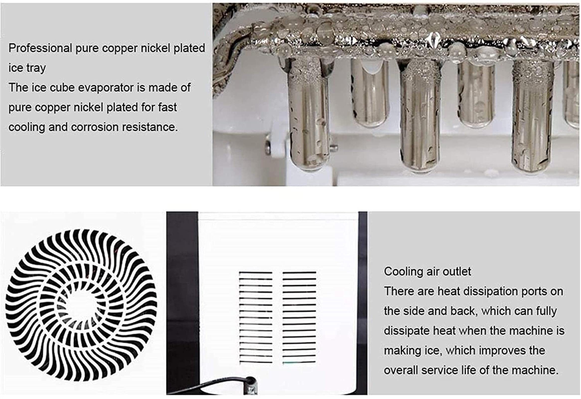 Ice Countertop 15kg in 24 Ore Fabbricatore di Ghiaccio Elettrico e fabbricatore di Ghiaccio Compatto Perfetto per casa/Cucina/Ufficio