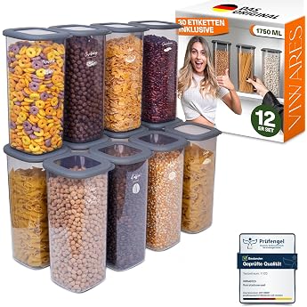 Viwares Vorratsdosen mit Deckel Luftdicht 12er Vorratsbeh lter Set BPA-Frei Vorratsdose zur M sli Mehl Aufbewahrung K che Praktische Organizer K che Frischhaltedosen f r Lebensmittelaufbewahrung