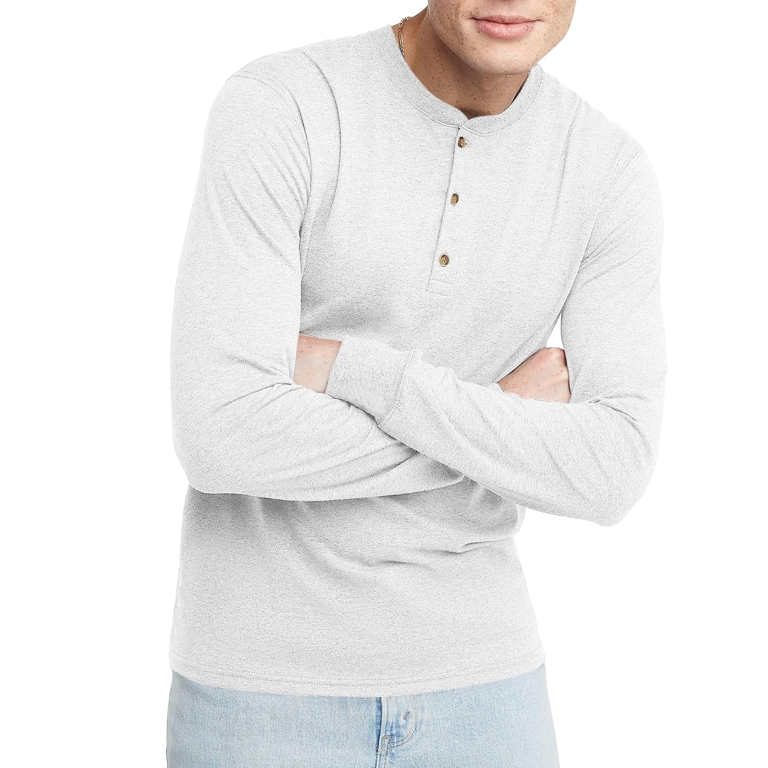Camisa henley Hanes Henley masculino de manga comprida com mistura tripla da Originals, Hanes, Masculino
