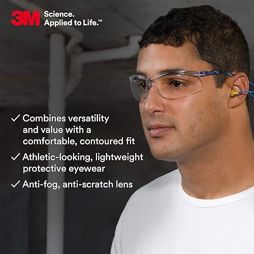 Miniatura 5 de 3M Gafas de seguridad, Virtua Sport CCS, paquete de 20, ANSI Z87, antivaho, antiarañazos, lente transparente, marco azul, sistema de control de