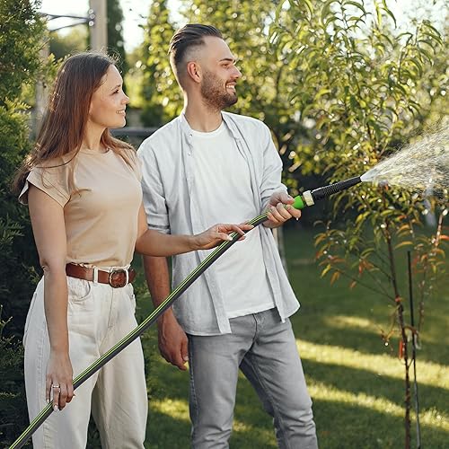 Miniatura 7 de WORKPRO Manguera de jardín de 58 pulgadas x 10 pies, duradera, flexible y ligera, manguera de agua híbrida con mango de rotación de 360, accesorios
