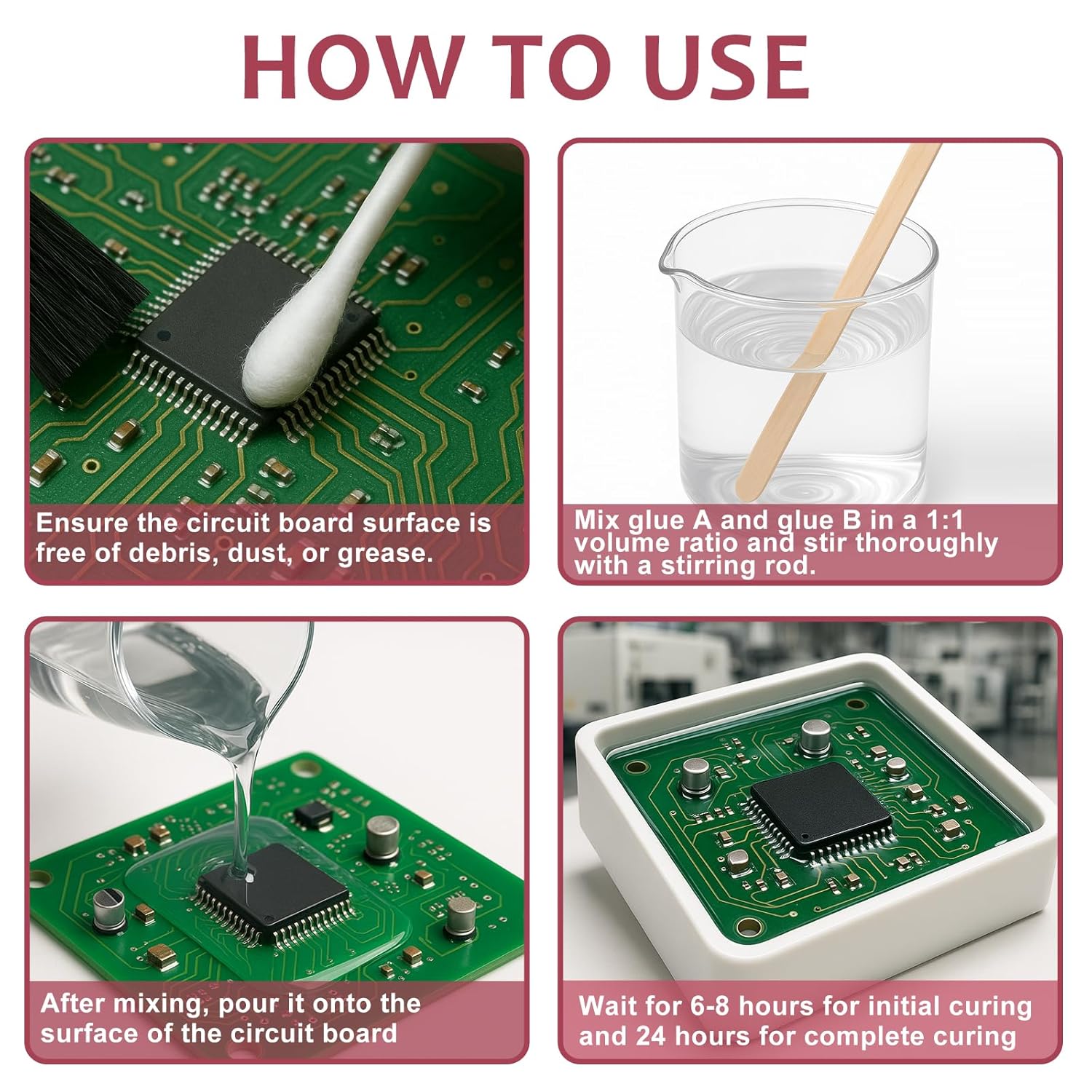 1DFAUL Conformal Coating Kit, 2 x 200ml Potting Compound for Electronics, Thermal Conductive Clear Insulating Sealant Protects Transformers, Circuit Board from Moisture, Dust & Vibration