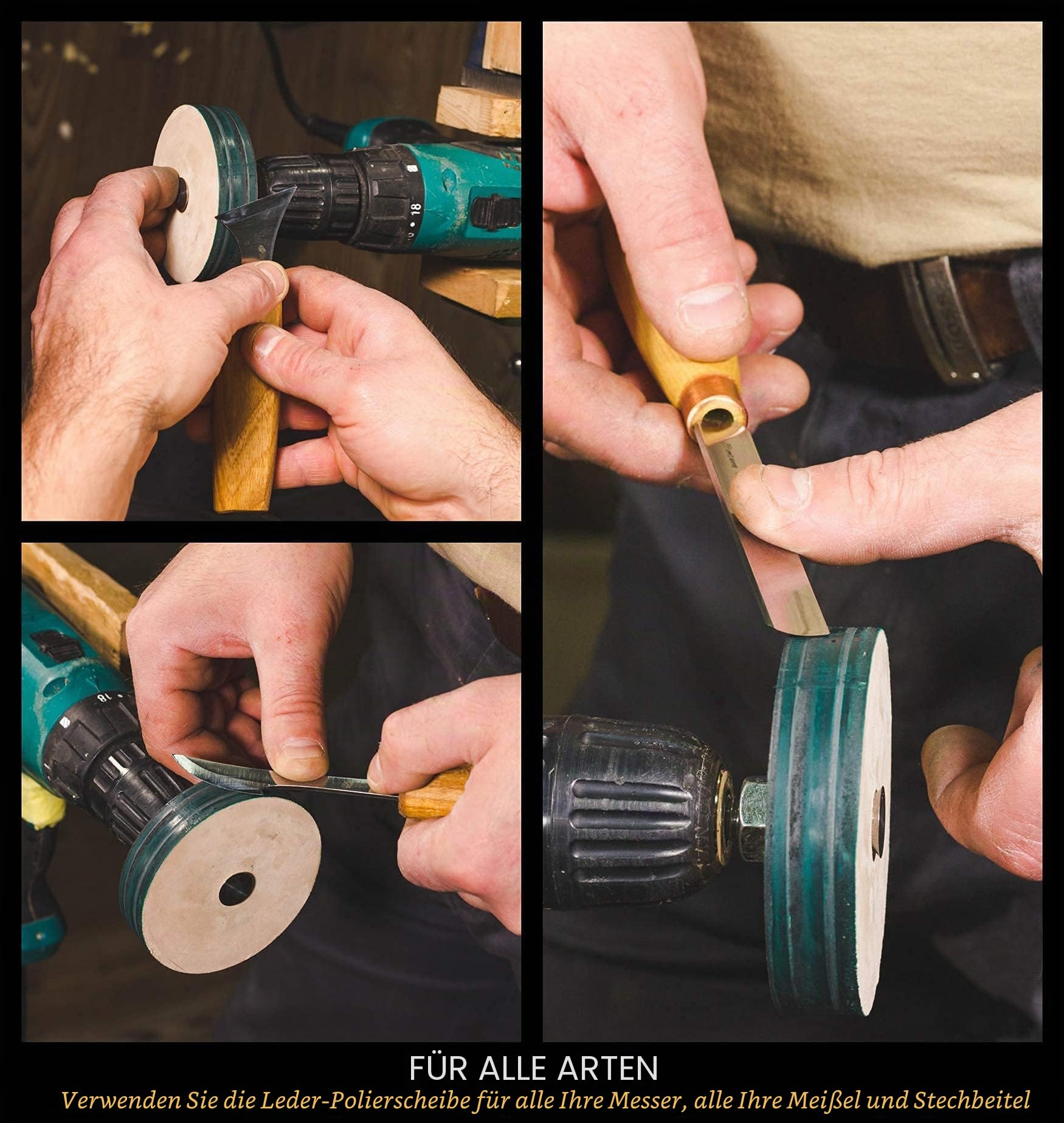 BeaverCraft Schleifrad 7 cm PW1 – Polierscheibe mit Stropping-Polierpaste für Messer, Meißel und Holzschnitzwerkzeuge