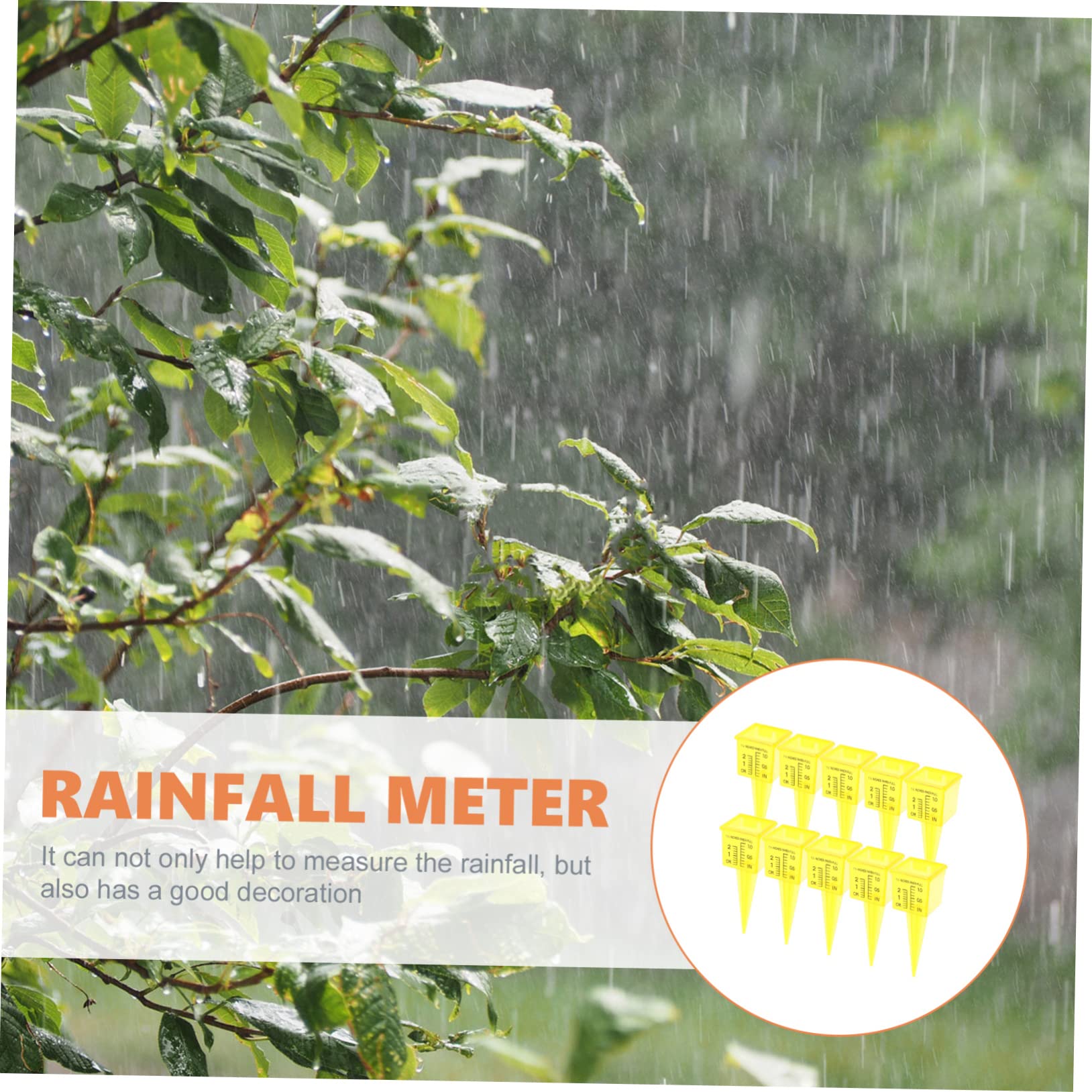 Yardwe 2 Sätze Regenmesser Erweiterbarer Gartenschlauch Regenabweiser Regenwassermesser Draußen Wassersprüher Gartenuhr Kanten Rasensprenger Solar- Gras Tür Plastik Yellow 10 Stück * 2