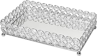 Elegant Designs Elipse Crystal Decorative Jewelry or Makeup Vanity Organizer Mirror Tray, Chrome