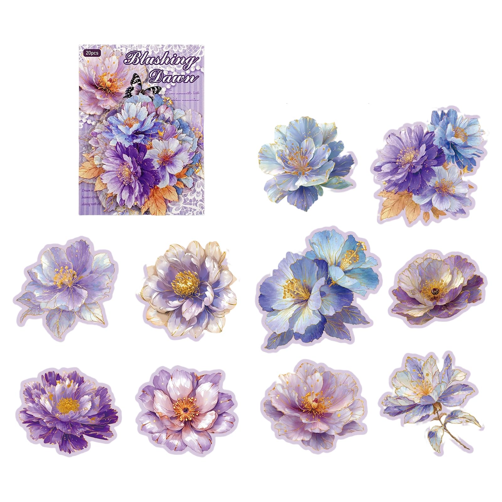 Zbiianxer P Urple Mist Stars Sticker Booklet, Artistic Decorative Sticker For Scrapbooking, Journaling, Art Craft, Album, Bullets Journaling, Journal Scrapbook