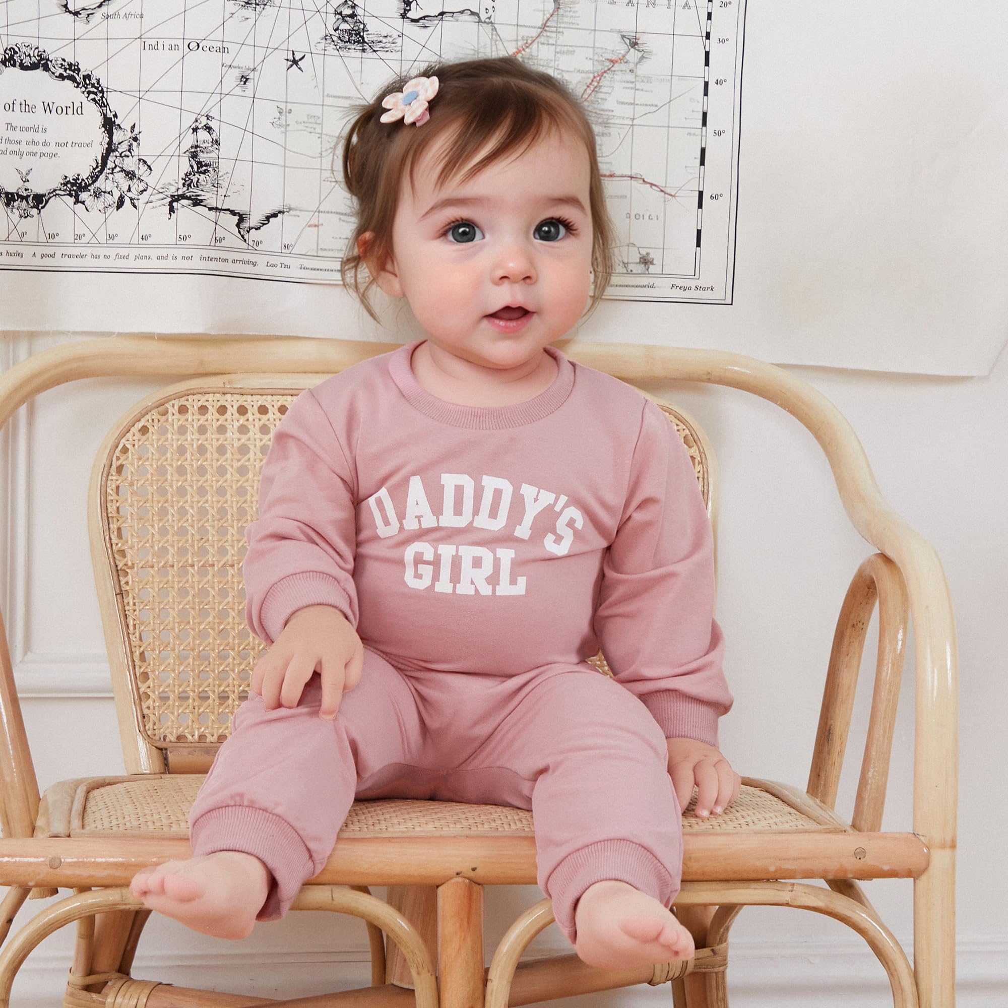 Engofs Toddler Baby Girl Fall Winter Clothes Outfits Long Sleeve Letter Print Sweatshirt Tops Pants Set Pink 0-6 Months