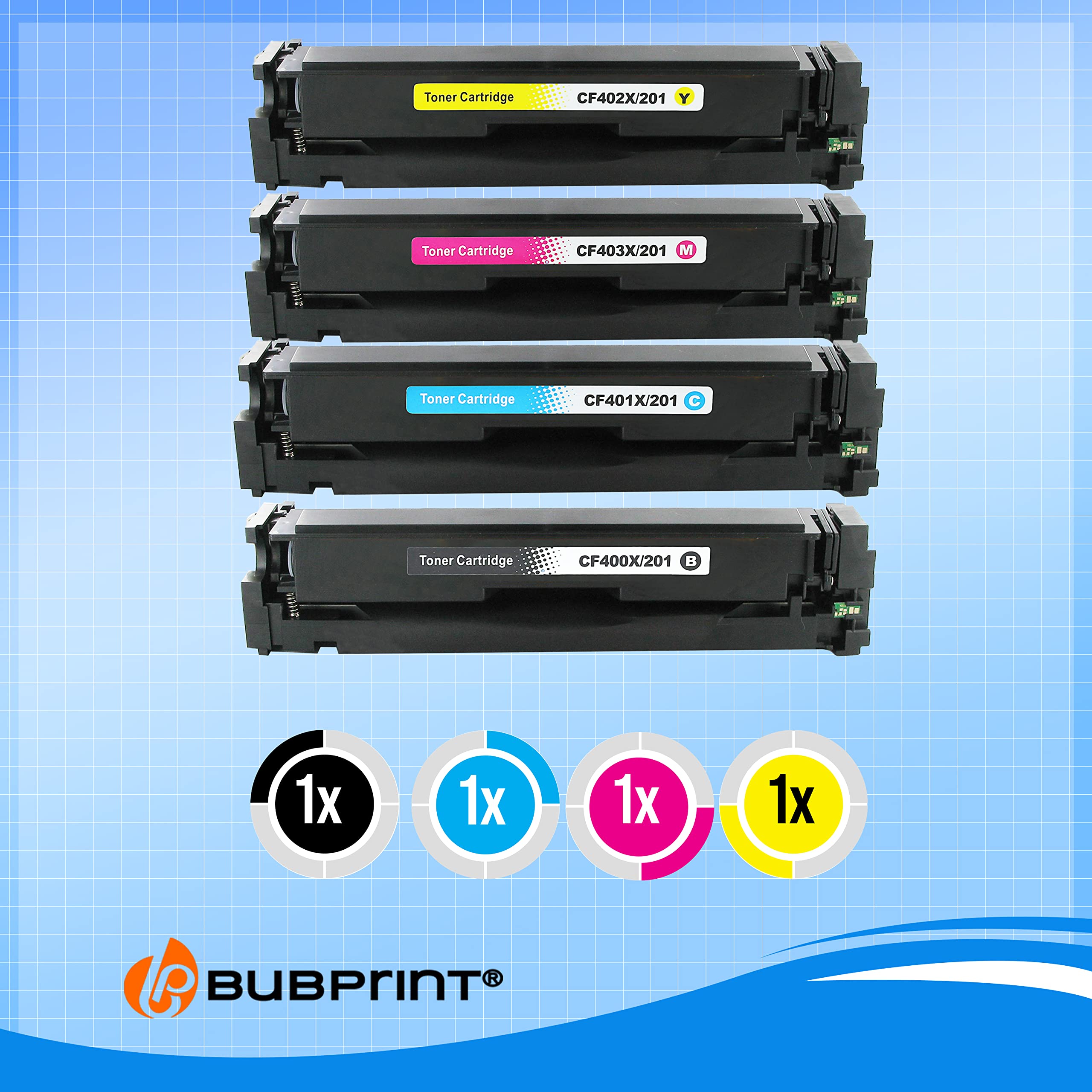 Bubprint Toner compatibili con HP CF400X CF401X CF402X CF403X Multipack | 201A 201X, per Color Laserjet MFP M277DW M277N M252DW M252N M274N