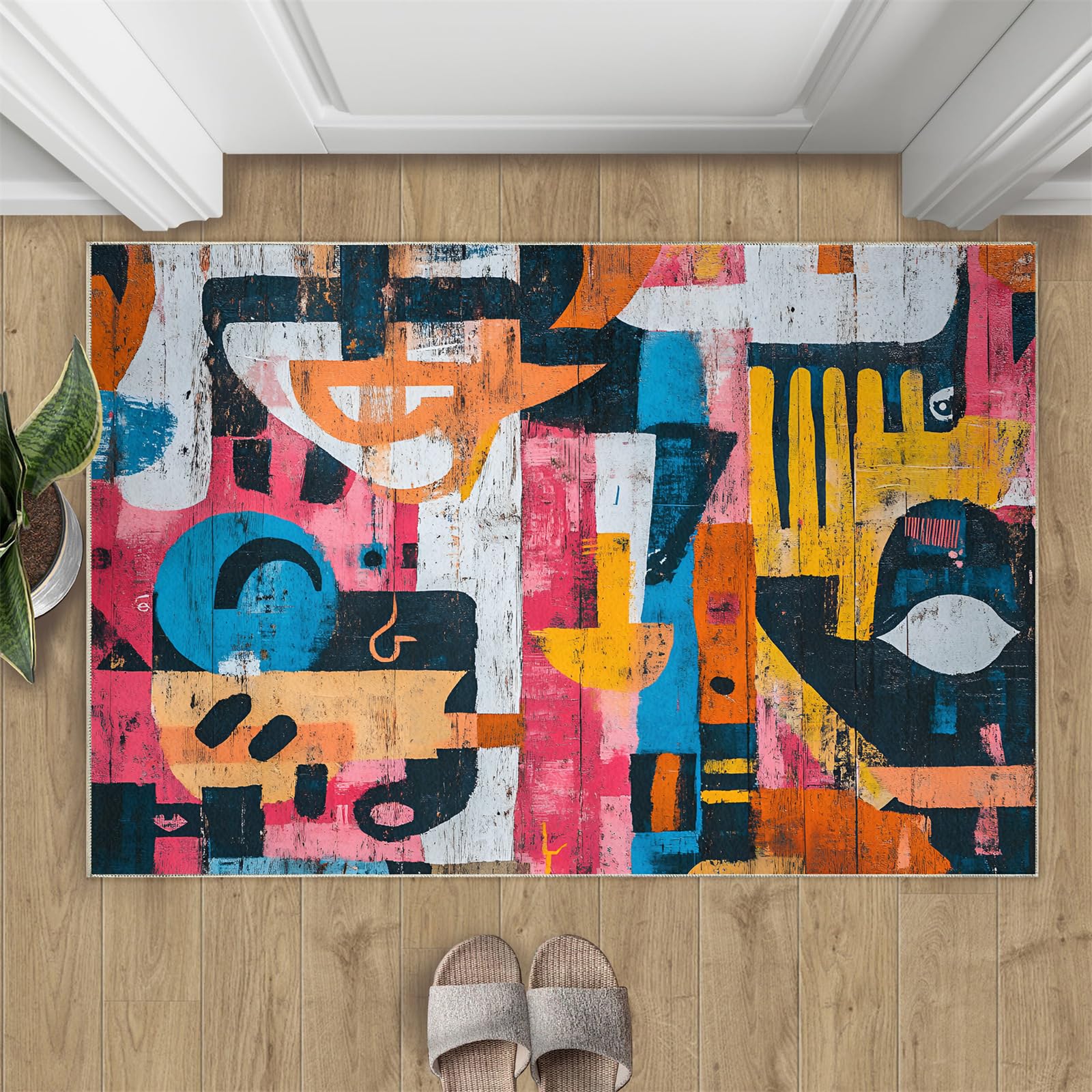 Teppich – Graffiti-Heimdekoration und Geschenke, bunte geometrische Teppiche für Wohnzimmer, Retro-Teppiche der 80er Jahre, Pop-Art, waschbar, für Schlafzimmer, rutschfester Innenteppich