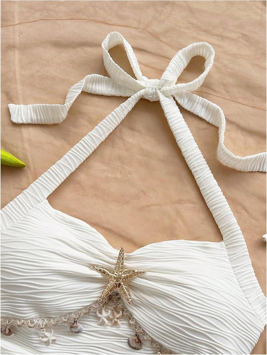 Milumia Women's Starfish Tie Backless Halter Top Textured Ruched Sleeveless Y2k Summer Tops - Image 3